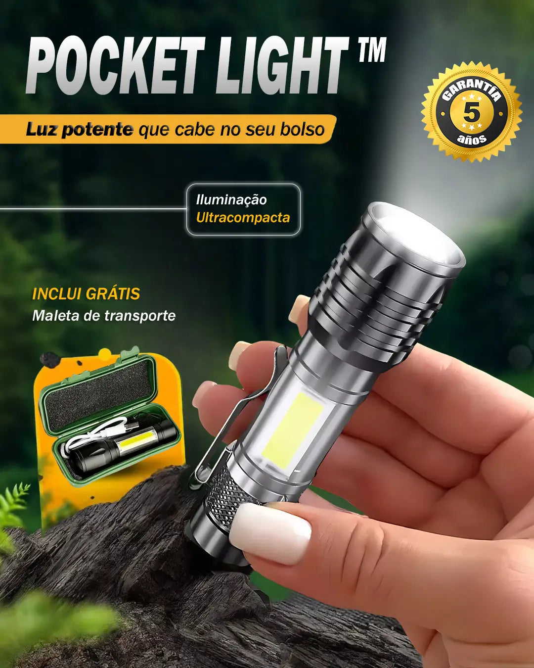 PocketLight™ - Luz potente que cabe no seu bolso