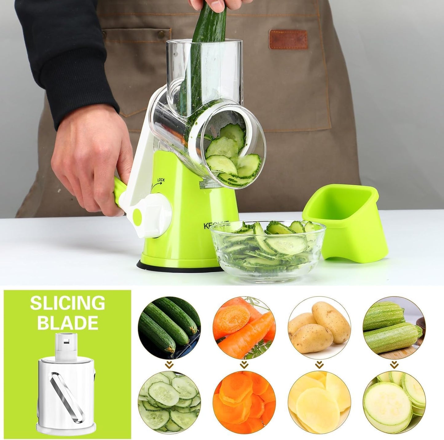 CORTEMIX™ - Corta batatas, queijo e legumes em tempo recorde. Inclui 3 cabeçotes. (+ Frete GRÁTIS).