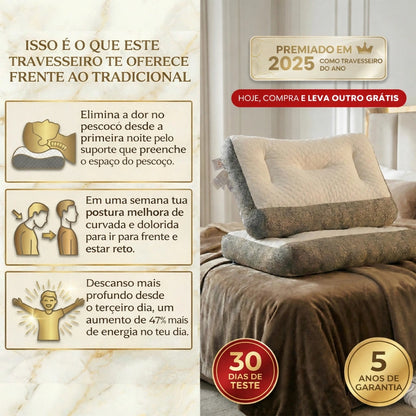 1+1 GRÁTIS | CONFORTSLEEP™ - A única almofada viscoelástica do mercado com suporte para a curvatura do pescoço. (Inclui capas GRÁTIS + 30 noites de teste)
