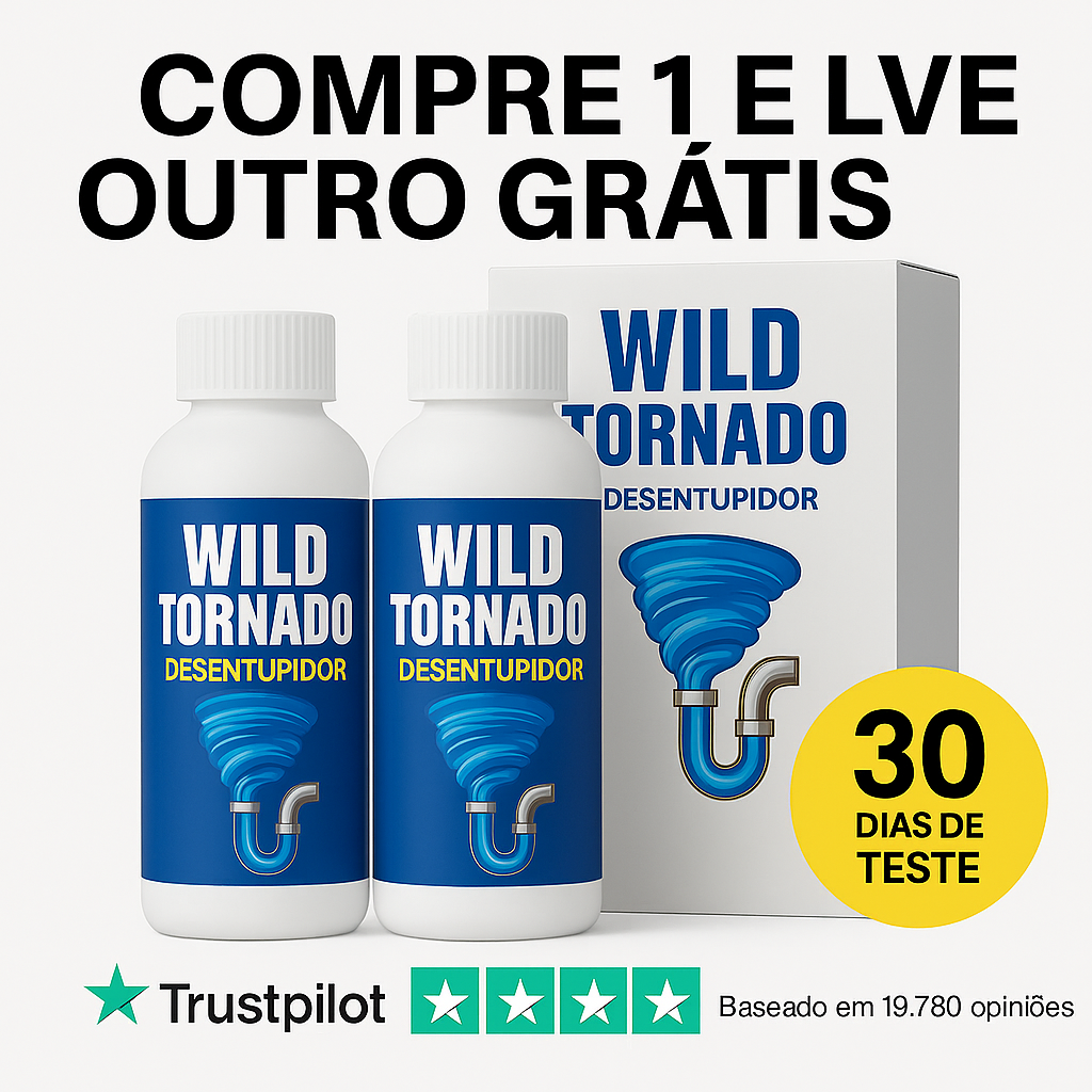2 x WILD TORNADO™ - Desentope lavatórios, chuveiros e sanitas em apenas 3 minutos. É só aplicar e esperar. (+ Frete GRÁTIS).