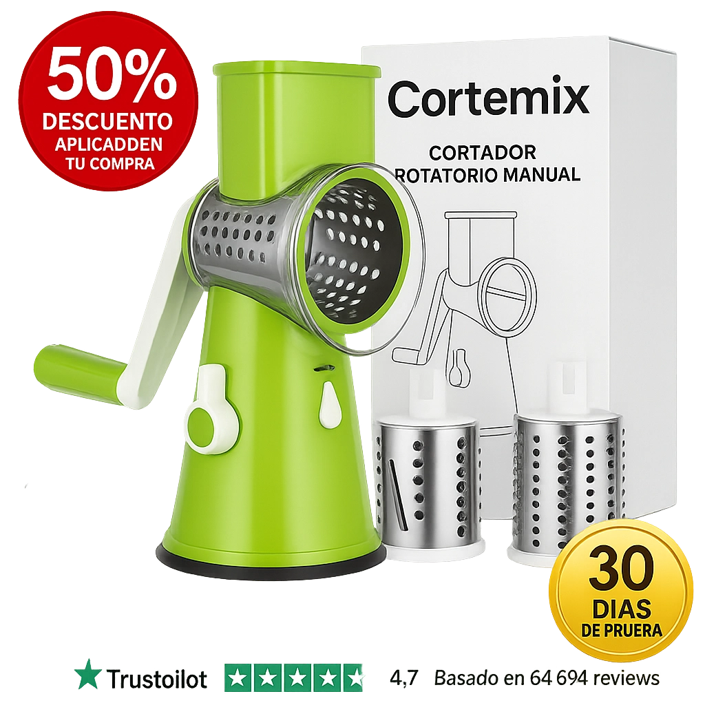 CORTEMIX™ - Corta batatas, queijo e legumes em tempo recorde. Inclui 3 cabeçotes. (+ Frete GRÁTIS).