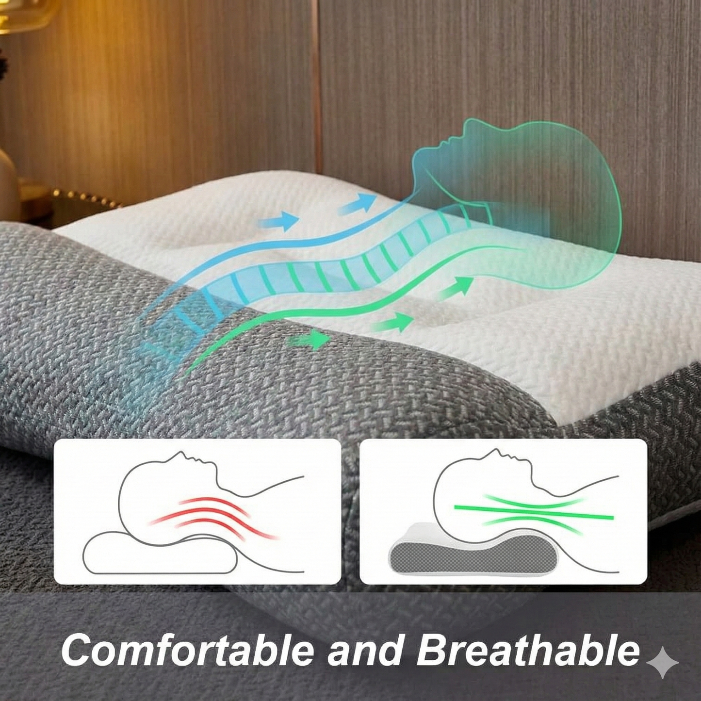 1+1 GRÁTIS | CONFORTSLEEP™ - A única almofada viscoelástica do mercado com suporte para a curvatura do pescoço. (Inclui capas GRÁTIS + 30 noites de teste)