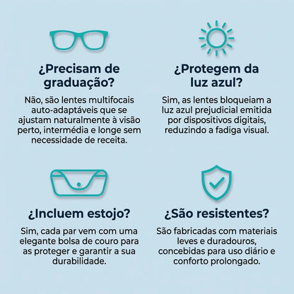 Gafas Blu Progresivas Inteligentes™ – Visão de perto, intermédia e ao longe numa única gafa (Não necessita de graduação, inclui estojo em couro e TESTE GARANTIDO de 30 DIAS)