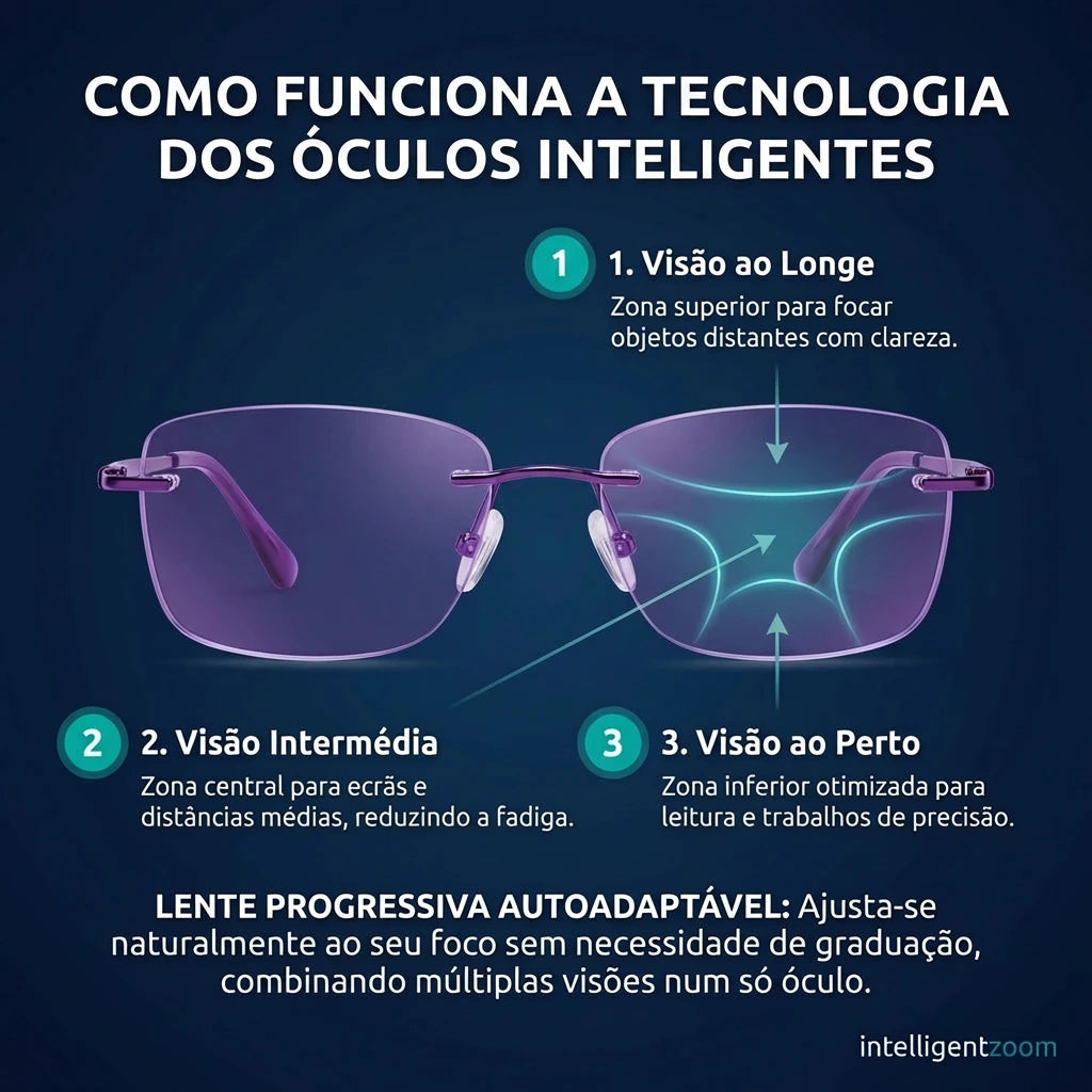 Gafas Blu Progresivas Inteligentes™ – Visão de perto, intermédia e ao longe numa única gafa (Não necessita de graduação, inclui estojo em couro e TESTE GARANTIDO de 30 DIAS)
