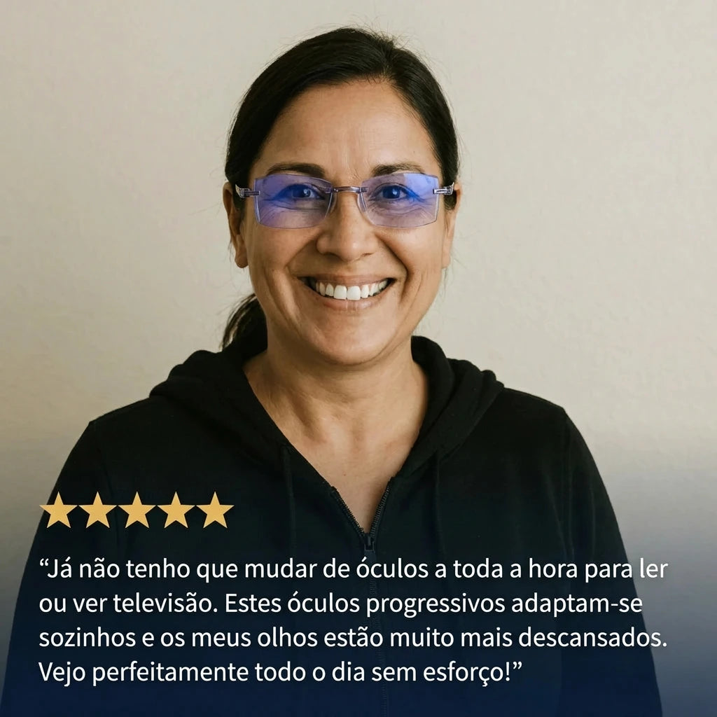 Gafas Blu Progresivas Inteligentes™ – Visão de perto, intermédia e ao longe numa única gafa (Não necessita de graduação, inclui estojo em couro e TESTE GARANTIDO de 30 DIAS)