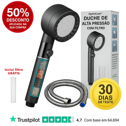 HYDROLUXE™ - Elimina o cloro e o calcário do teu duche. E aumenta a pressão poupando água em cada utilização. Inclui 1 filtros extra. (+Envio GRÁTIS)